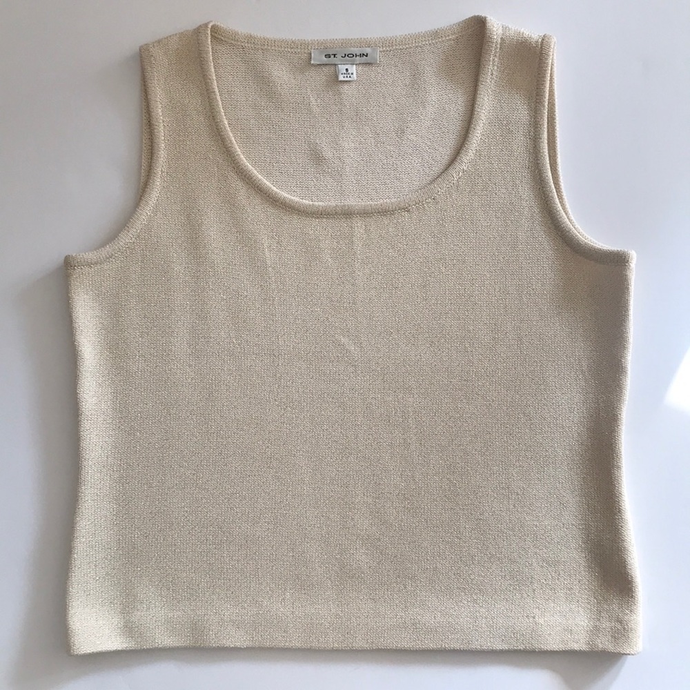 St. John knit top size S. Cream w/ gold thread.